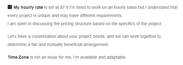 Virtual Assistant and Freelance Portfolio Profile Work Principles Rate Section